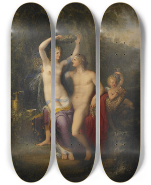 Triptych art skateboard deck of Jonas Kerstrm Bacchus And Ariadne by Jonas kerstrm (1759-1795)