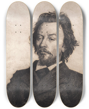 Triptych art skateboard deck of Peter Ilsted Vilhelm Hammershj by Peter Ilsted (1861-1933)