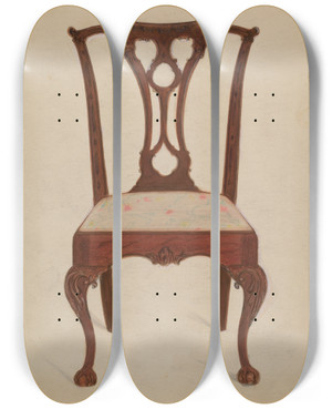 Triptych art skateboard deck of John Garay Chair by John Garay
