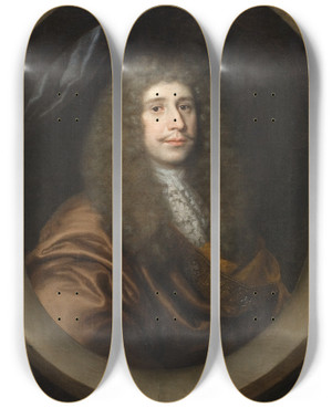 Triptych art skateboard deck of Martin Mytens The Merchant Pieter Von Breda by Martin Mytens (1695-1770)