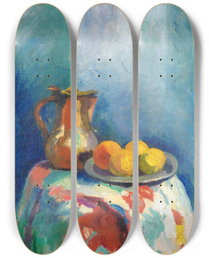 Triptych art skateboard deck of Henri Manguin Nature Morte Au Pichet En Cuivre by Henri Manguin (1874-1949)