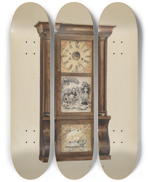 Triptych art skateboard deck of Walter W Jennings Clock by Walter W Jennings Triptych art skateboard deck of Walter W Jennings Clock by Walter W Jennings