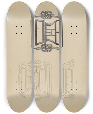 Triptych art skateboard deck of John Dieterich Shoe Buckles_1 by John Dieterich