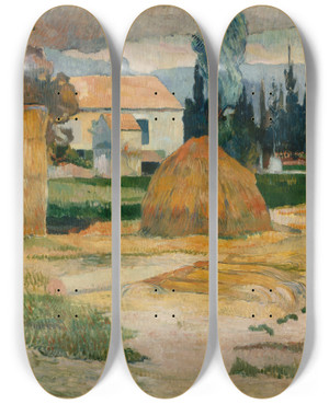 Triptych art skateboard deck of Paul Gauguin Landscape Near Arles by Paul Gauguin (1848-1903)