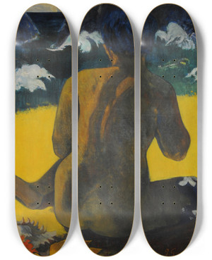 Triptych art skateboard deck of Paul Gauguin Vahine No Te Miti Woman At The Beach by Paul Gauguin (1848-1903)