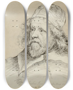 Triptych art skateboard deck of Follower Of Anthony Van Dyck Inigo Jones by Follower Of Anthony Van Dyck (1599-1641)
