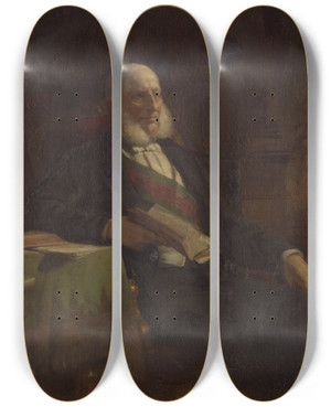 Triptych art skateboard deck of Friedrich Von Amerling Anton Ritter Von Schmerling by Friedrich Von Amerling (1803-1887)
