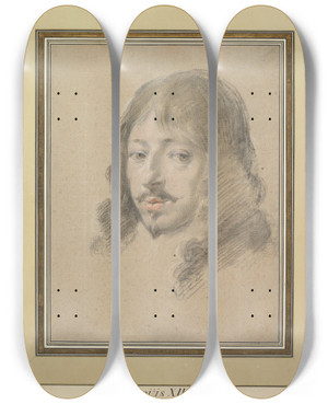 Triptych art skateboard deck of Simon Vouet Portrait Of Louis Xiii by Simon Vouet (1590-1649)