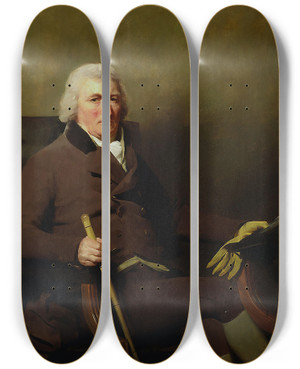 Triptych art skateboard deck of Sir Henry Raeburn Portrait Of Sir Patrick Inglis Baronet Of Sunnyside by Sir Henry Raeburn (1756-1823)