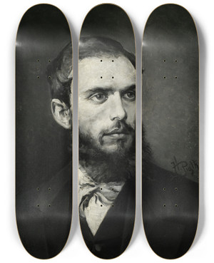 Triptych art skateboard deck of Henryk Pitkowski Portrait Of Maksymilian Gierymski by Henryk Piatkowski (1853-1932)
