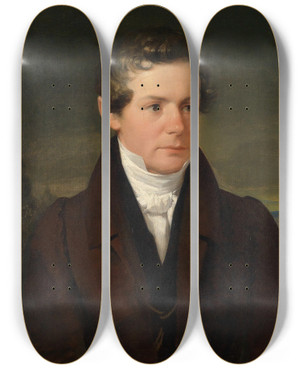 Triptych art skateboard deck of Friedrich Von Amerling Bildnis Dr Stephan Schroff by Friedrich Von Amerling (1803-1887)