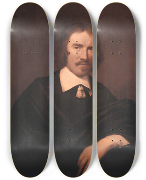 Triptych art skateboard deck of Philippe De Champaigne Louis Lemaistre De Sacy by Philippe De Champaigne (1602-1674)