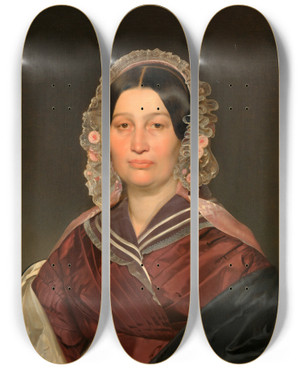 Triptych art skateboard deck of Franz Eybl Damenbildnis by Franz Eybl (1806-1880)