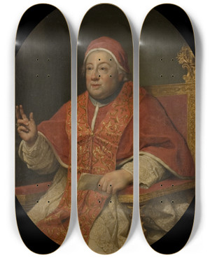 Triptych art skateboard deck of Anton Raphael Mengs The Pope Clemens Xiii by Anton Raphael Mengs (1728-1779)