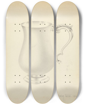 Triptych art skateboard deck of Amelia Tuccio Silver Pitcher by Amelia Tuccio (20-)