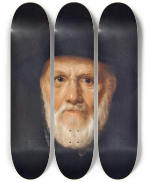 Triptych art skateboard deck of School Of Haarlem Portrait Of Dirck Volckertsz Coornhert by Haarlem School