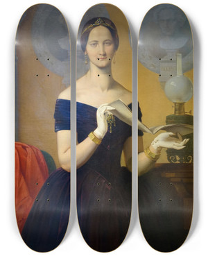 Triptych art skateboard deck of Moritz Von Schwind Portrait Of The Singer Caroline Hetzenecker by Moritz Von Schwind (1804-1871)