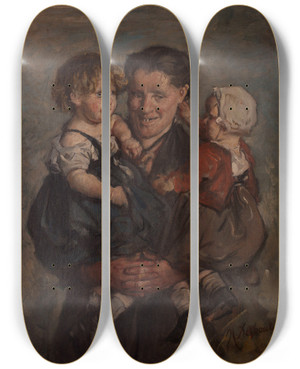Triptych art skateboard deck of Marcellingilbert Desboutin La Bonne Bte by Marcellin-Gilbert Desboutin (1823-1902)