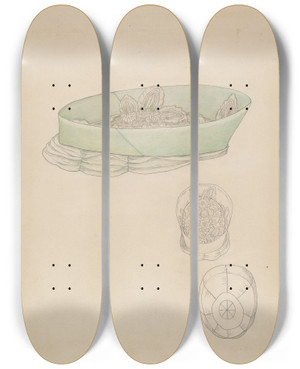 Triptych art skateboard deck of Hedwig Emanuel Hat_2 by Hedwig Emanuel