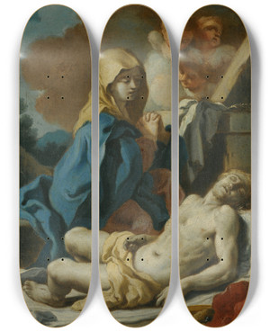 Triptych art skateboard deck of Francesco De Mura Thepieta by Francesco de Mura (1696-1782)