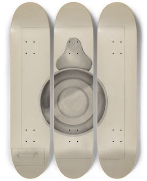 Triptych art skateboard deck of A Zaidenberg Pewter Porringer_1 by A Zaidenberg Triptych art skateboard deck of A Zaidenberg Pewter Porringer_1 by A Zaidenberg