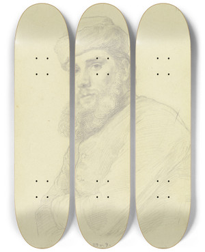 Triptych art skateboard deck of Albrecht Bruer Bildnis Des Johann Friedrich Hoff In Seinem 22 Lebensjahr by Albrecht Brauer (1830-1897)