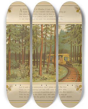 Triptych art skateboard deck of Ellen Elizabeth Houghton Abroad Pl24 by Ellen Elizabeth Houghton (1853-1922)