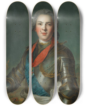 Triptych art skateboard deck of After Jeanmarc Nattier Louis Dauphin Of France Son Of Louis Xv by After Jean Marc Nattier (1685-1766)