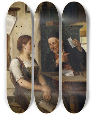 Triptych art skateboard deck of Josef Kinzel Dein Bild by Josef Kinzel (1852-1925)
