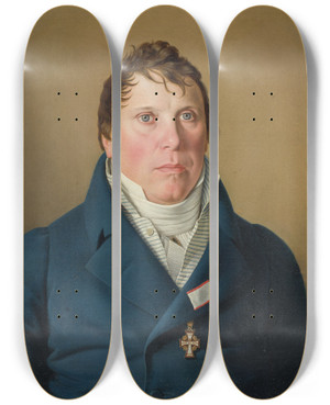 Triptych art skateboard deck of Christoffer Wilhelm Eckersberg Danish Governor Lund by Christoffer Wilhelm Eckersberg (1783-1853)