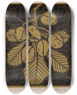 Triptych art skateboard deck of Julie De Graag Kastanjetak by Julie de Graag (1877-1924)