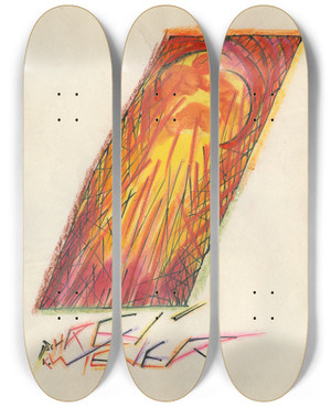 Triptych art skateboard deck of Karl Wiener Schrei by Karl Wiener (1901-1949)
