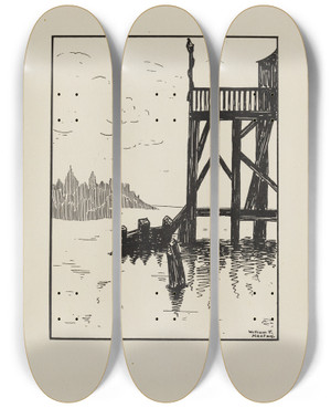 Triptych art skateboard deck of William Thomas Horton A Book Of Images Pl03 by William Thomas Horton (1864-1919)