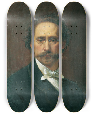 Triptych art skateboard deck of Josef Matthias Aigner Selbstportrt by Josef Matthias Aigner (1818-1886)