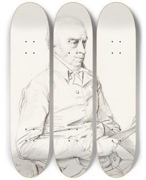 Triptych art skateboard deck of Jean Auguste Dominique Ingres Portrait Of Thomas Church by Jean Auguste Dominique Ingres (1780-1867)