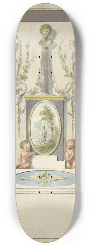Abraham Meertens - Ontwerp voor kamerversiering met een paneel met een buste op een zuil 8.25 inch art skate deck