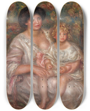 Triptych art skateboard deck of Pierreauguste Renoir Mre Et Enfant Mother And Child by Pierre-Auguste Renoir (1841-1919)