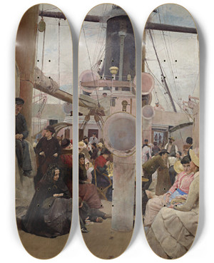 Triptych art skateboard deck of Tom Roberts Coming South by Tom Roberts (1856-1931)