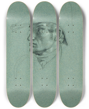 Triptych art skateboard deck of Johann Peter Krafft Kopfstudie Zu Rckkehr Des Kaisers Franz Aus Pressburg_3 by Johann Peter Krafft (1780-1856)
