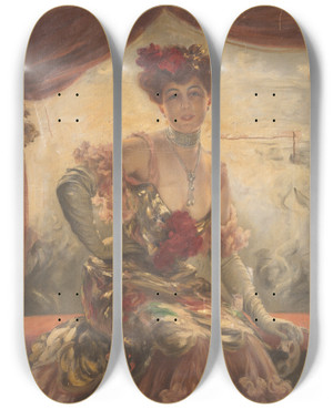 Triptych art skateboard deck of Karl Gampenrieder Munich Beauty At The Opera by Karl Gampenrieder (1860-1930)