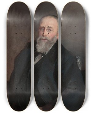 Triptych art skateboard deck of Giovanni Boldini Portrait Of Baron De Rothschild by Giovanni Boldini (1842-1931)