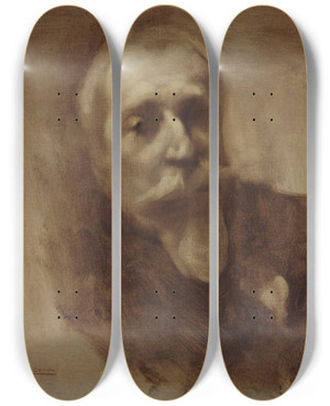 Triptych art skateboard deck of Eugne Carriere Portrait Danatole France 18441924 Crivain by Eugene Carriere (1849-1906)