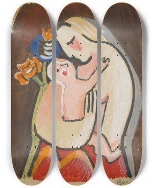Triptych art skateboard deck of Mikul Galanda Matka_2 by Mikulas Galanda (1895-1938)