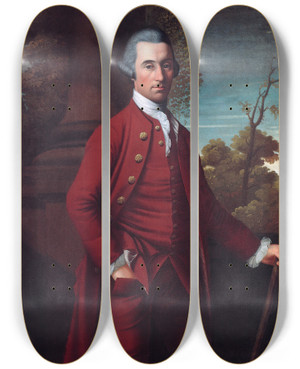 Triptych art skateboard deck of Henry Benbridge Portrait Of A Gentleman by Henry Benbridge (1743-1812)
