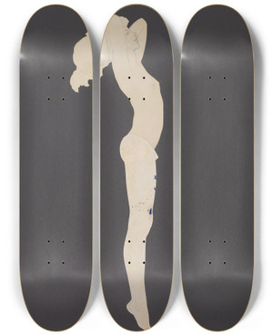 Triptych art skateboard deck of Maxfield Parrish Ecstasy Edison Mazda Lamps Calendar Preliminary Cover by Maxfield Parrish (1870-1966)