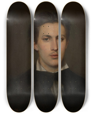 Triptych art skateboard deck of Aleksander Kotsis Portrait Of Jan Zawiejski by Aleksander Kotsis (1836-1877)