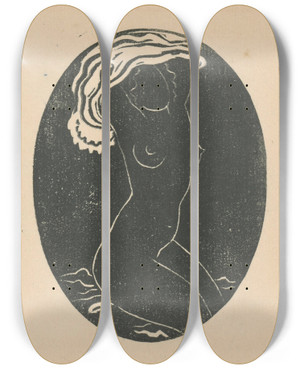 Triptych art skateboard deck of Mikul Galanda Ena S Koeou by Mikulas Galanda (1895-1938)