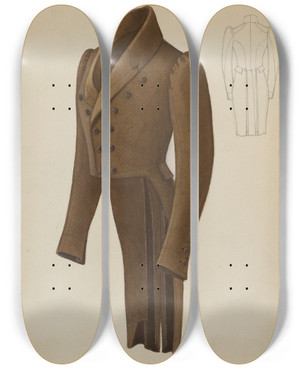 Triptych art skateboard deck of Henry De Wolfe Mans Coat_1 by Henry De Wolfe