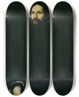 Triptych art skateboard deck of Italian School Portrait Of A Gentleman by Italian School (1800-1899)