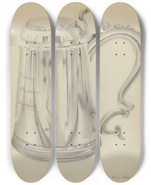Triptych art skateboard deck of Amelia Tuccio Silver Tankard_2 by Amelia Tuccio (20-)